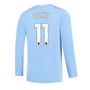 Manchester City Jeremy Doku #11 Replica Home Stadium Shirt 2023-24 Long Sleeve